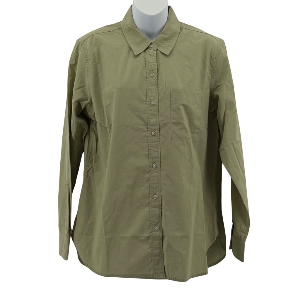 Universal Thread 100% Cotton Shirt Women Large Green Relaxed Fit‎ Button Down
